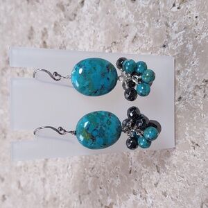 Ragazzi Turquoise/Hematite Dangle Earrings